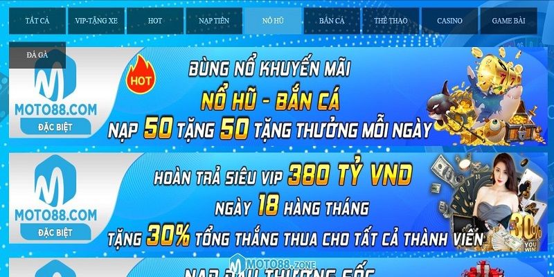 Khuyến mãi Moto88 nạp tiền mỗi ngày