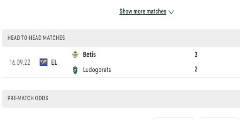 Lịch sử đối đầu Ludogorets vs Betis